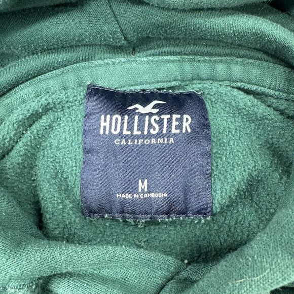 Hollister Mens Hoodie Pullover Sweater Size Medium Green Spellout Logo - Picture 4 of 9